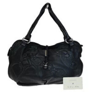 Celine Bittersweet Macadam Shoulder Bag Black Leather